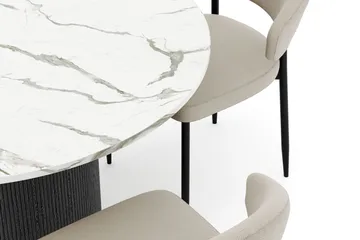 Uppveda Matbord 120 cm Rund med 4 Sawako Stolar - Svart/Vit - Möbler - Bord & matgrupp - Matgrupp