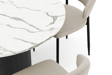 Uppveda Matbord 120 cm Rund med 4 Sawako Stolar - Svart/Vit - Möbler - Bord & matgrupp - Matgrupp