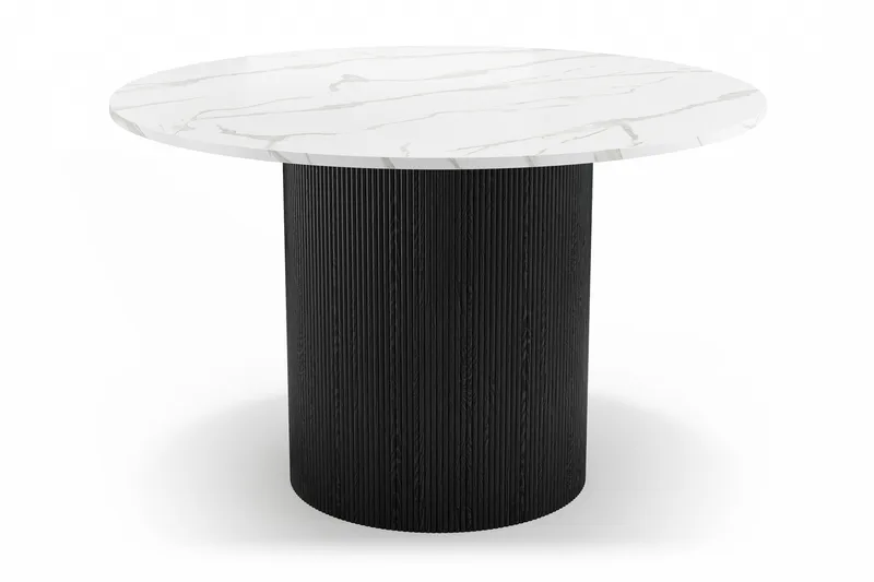 Uppveda Matbord 120 cm Rund med 4 Sawako Stolar - Svart/Vit - Möbler - Bord & matgrupp - Matgrupp