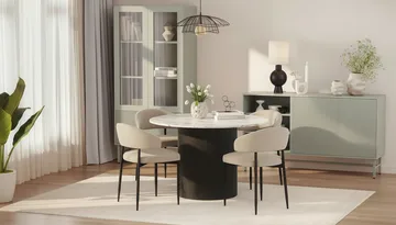 Uppveda Matbord 120 cm Rund med 4 Sawako Stolar - Svart/Vit - Möbler - Bord & matgrupp - Matgrupp