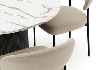Uppveda Matbord 120 cm Rund med 4 Sawako Stolar - Svart/Vit - Möbler - Bord & matgrupp - Matgrupp