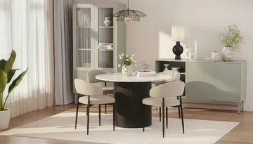 Uppveda Matbord 120 cm Rund med 4 Sawako Stolar - Svart/Vit - Möbler - Bord & matgrupp - Matgrupp