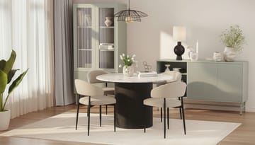 Uppveda Matbord 120 cm Rund med 4 Sawako Stolar - Svart/Vit - Möbler - Bord & matgrupp - Matgrupp