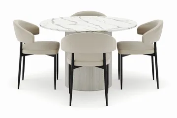 Uppveda Matbord 120 cm Rund med 4 Sawako Stolar - Vit - Möbler - Bord & matgrupp - Matgrupp