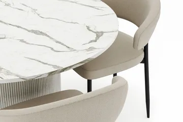 Uppveda Matbord 120 cm Rund med 4 Sawako Stolar - Vit - Möbler - Bord & matgrupp - Matgrupp
