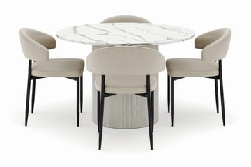 Uppveda Matbord 120 cm Rund med 4 Sawako Stolar - Vit - Möbler - Bord & matgrupp - Matgrupp