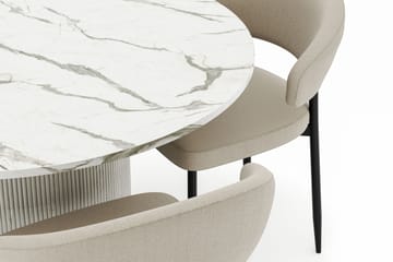 Uppveda Matbord 120 cm Rund med 4 Sawako Stolar - Vit - Möbler - Bord & matgrupp - Matgrupp