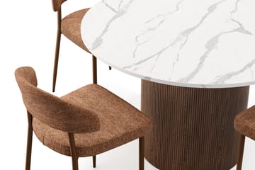 Uppveda Matbord 120 cm Rund med 4 st Jairam Matstolar - Brun - Möbler - Bord & matgrupp - Matgrupp