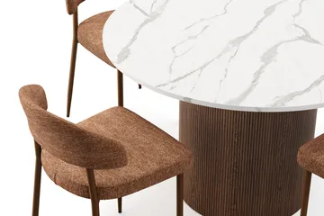 Uppveda Matbord 120 cm Rund med 4 st Jairam Matstolar - Brun - Möbler - Bord & matgrupp - Matgrupp