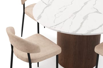 Uppveda Matbord 120 cm Rund med 4 st Jairam Matstolar - Brun - Möbler - Bord & matgrupp - Matgrupp