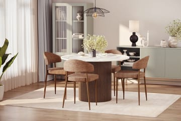Uppveda Matbord 120 cm Rund med 4 st Jairam Matstolar - Brun - Möbler - Bord & matgrupp - Matgrupp