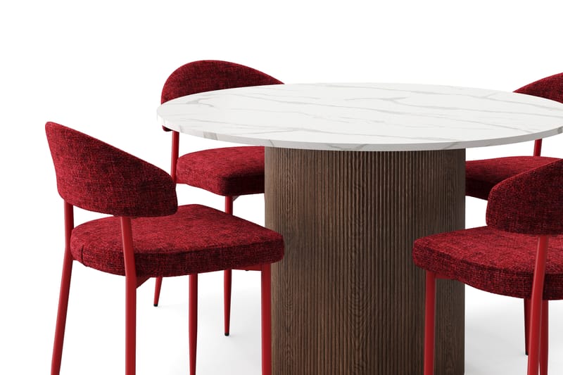 Uppveda Matbord 120 cm Rund med 4 st Jairam Matstolar - Brun - Möbler - Bord & matgrupp - Matgrupp