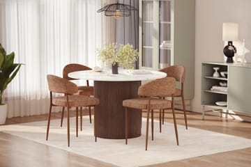 Uppveda Matbord 120 cm Rund med 4 st Jairam Matstolar - Brun - Möbler - Bord & matgrupp - Matgrupp