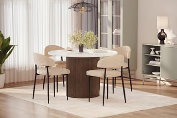 Uppveda Matbord 120 cm Rund med 4 st Jairam Matstolar - Brun - Möbler - Bord & matgrupp - Matgrupp