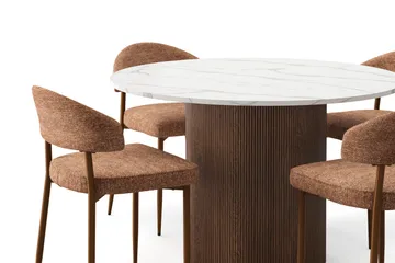 Uppveda Matbord 120 cm Rund med 4 st Jairam Matstolar - Brun - Möbler - Bord & matgrupp - Matgrupp