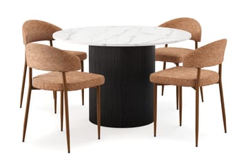 Uppveda Matbord 120 cm Rund med 4 st Jairam Matstolar - Svart/Vit - Möbler - Bord & matgrupp - Matgrupp
