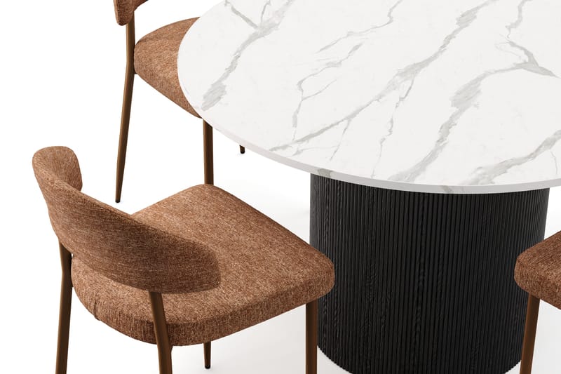 Uppveda Matbord 120 cm Rund med 4 st Jairam Matstolar - Svart/Vit - Möbler - Bord & matgrupp - Matgrupp