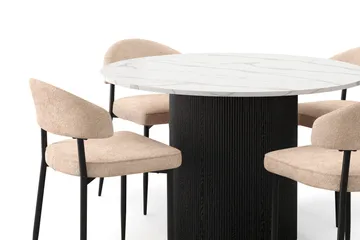 Uppveda Matbord 120 cm Rund med 4 st Jairam Matstolar - Svart/Vit - Möbler - Bord & matgrupp - Matgrupp