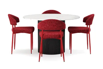 Uppveda Matbord 120 cm Rund med 4 st Jairam Matstolar - Svart/Vit - Möbler - Bord & matgrupp - Matgrupp