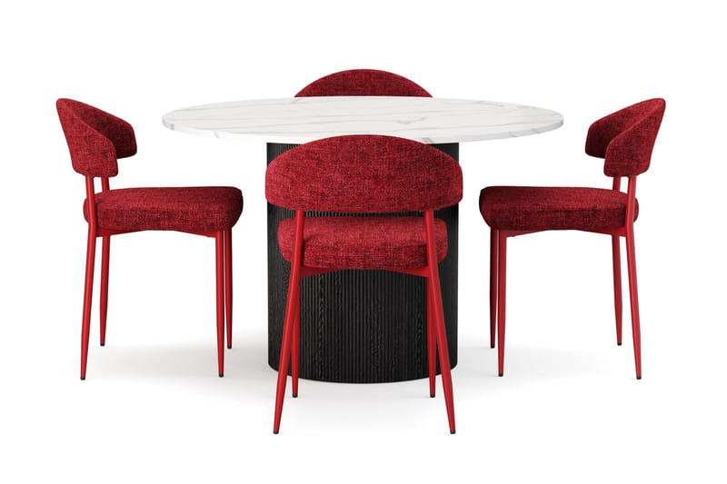 Uppveda Matbord 120 cm Rund med 4 st Jairam Matstolar - Svart/Vit - Möbler - Bord & matgrupp - Matgrupp