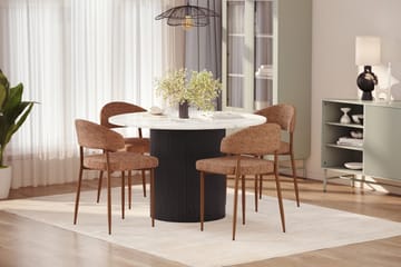 Uppveda Matbord 120 cm Rund med 4 st Jairam Matstolar - Svart/Vit - Möbler - Bord & matgrupp - Matgrupp