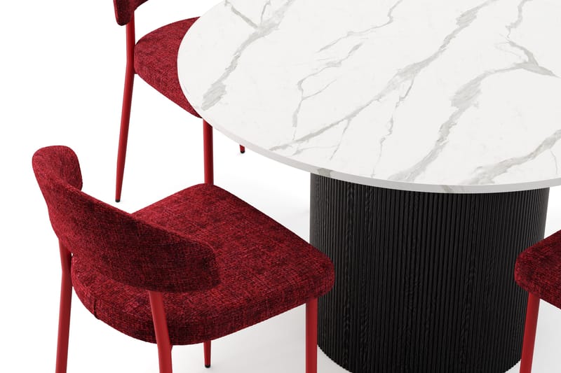 Uppveda Matbord 120 cm Rund med 4 st Jairam Matstolar - Svart/Vit - Möbler - Bord & matgrupp - Matgrupp