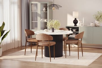 Uppveda Matbord 120 cm Rund med 4 st Jairam Matstolar - Svart/Vit - Möbler - Bord & matgrupp - Matgrupp