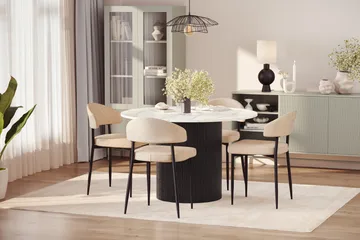 Uppveda Matbord 120 cm Rund med 4 st Jairam Matstolar - Svart/Vit - Möbler - Bord & matgrupp - Matgrupp