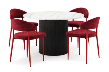 Uppveda Matbord 120 cm Rund med 4 st Jairam Matstolar - Svart/Vit - Möbler - Bord & matgrupp - Matgrupp