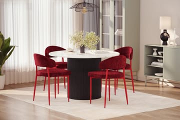 Uppveda Matbord 120 cm Rund med 4 st Jairam Matstolar - Svart/Vit - Möbler - Bord & matgrupp - Matgrupp