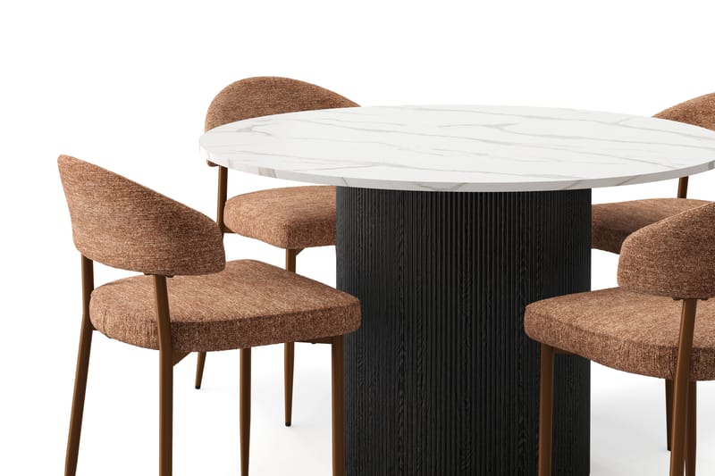 Uppveda Matbord 120 cm Rund med 4 st Jairam Matstolar - Svart/Vit - Möbler - Bord & matgrupp - Matgrupp