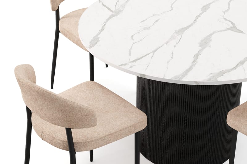 Uppveda Matbord 120 cm Rund med 4 st Jairam Matstolar - Svart/Vit - Möbler - Bord & matgrupp - Matgrupp