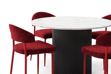 Uppveda Matbord 120 cm Rund med 4 st Jairam Matstolar - Svart/Vit - Möbler - Bord & matgrupp - Matgrupp