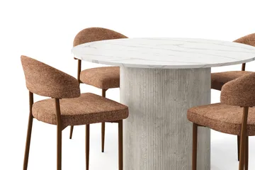 Uppveda Matbord 120 cm Rund med 4 st Jairam Matstolar - Vit - Möbler - Bord & matgrupp - Matgrupp