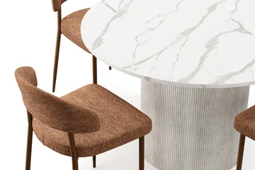 Uppveda Matbord 120 cm Rund med 4 st Jairam Matstolar - Vit - Möbler - Bord & matgrupp - Matgrupp