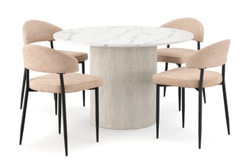 Uppveda Matbord 120 cm Rund med 4 st Jairam Matstolar - Vit - Möbler - Bord & matgrupp - Matgrupp