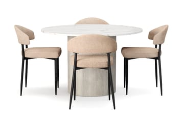 Uppveda Matbord 120 cm Rund med 4 st Jairam Matstolar - Vit - Möbler - Bord & matgrupp - Matgrupp