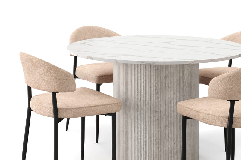 Uppveda Matbord 120 cm Rund med 4 st Jairam Matstolar - Vit - Möbler - Bord & matgrupp - Matgrupp