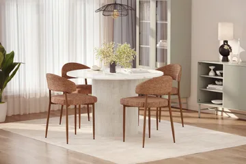 Uppveda Matbord 120 cm Rund med 4 st Jairam Matstolar - Vit - Möbler - Bord & matgrupp - Matgrupp