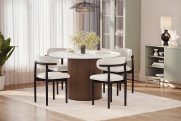 Uppveda Matbord 120 cm Rund med 4 st Jaiveer Matstolar - Brun - Möbler - Bord & matgrupp - Matgrupp