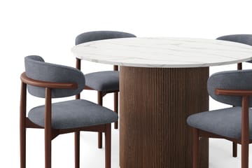 Uppveda Matbord 120 cm Rund med 4 st Jaiveer Matstolar - Brun - Möbler - Bord & matgrupp - Matgrupp