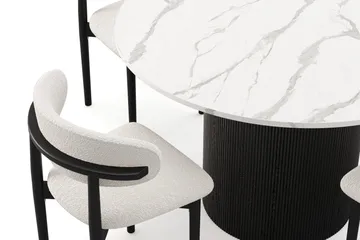 Uppveda Matbord 120 cm Rund med 4 st Jaiveer Matstolar - Svart/Vit - Möbler - Bord & matgrupp - Matgrupp