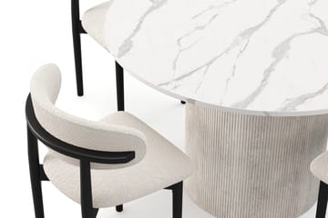 Uppveda Matbord 120 cm Rund med 4 st Jaiveer Matstolar - Vit - Möbler - Bord & matgrupp - Matgrupp