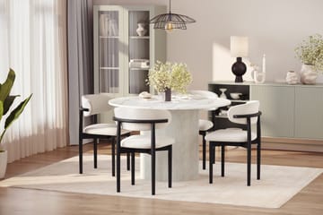Uppveda Matbord 120 cm Rund med 4 st Jaiveer Matstolar - Vit - Möbler - Bord & matgrupp - Matgrupp