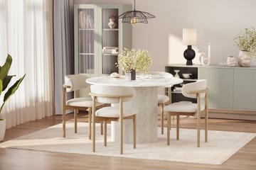 Uppveda Matbord 120 cm Rund med 4 st Jaiveer Matstolar - Vit - Möbler - Bord & matgrupp - Matgrupp