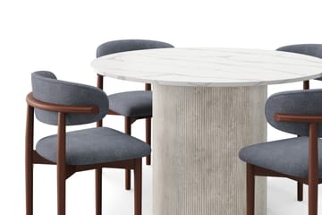 Uppveda Matbord 120 cm Rund med 4 st Jaiveer Matstolar - Vit - Möbler - Bord & matgrupp - Matgrupp