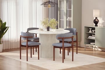 Uppveda Matbord 120 cm Rund med 4 st Jaiveer Matstolar - Vit - Möbler - Bord & matgrupp - Matgrupp