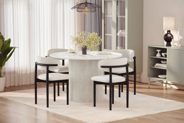 Uppveda Matbord 120 cm Rund med 4 st Jaiveer Matstolar - Vit - Möbler - Bord & matgrupp - Matgrupp