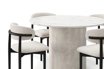 Uppveda Matbord 120 cm Rund med 4 st Jaiveer Matstolar - Vit - Möbler - Bord & matgrupp - Matgrupp