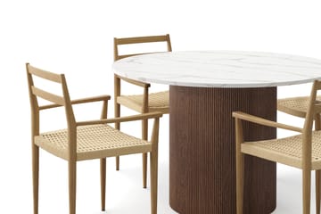 Uppveda Matbord 120 cm Rund med 4 st Jamna Karmstolar - Brun - Möbler - Bord & matgrupp - Matgrupp